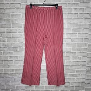 VTG 70s Polyester Knit Red & White Houndstooth Leisure Pants, 35x28